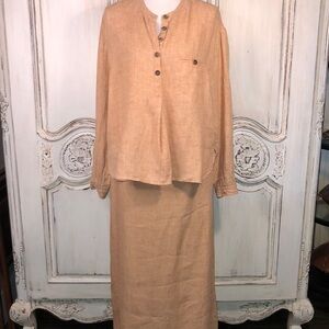 David Dart Collection 100% Pumpkin Latte Color Two Piece Top and Maxi Skirt Set